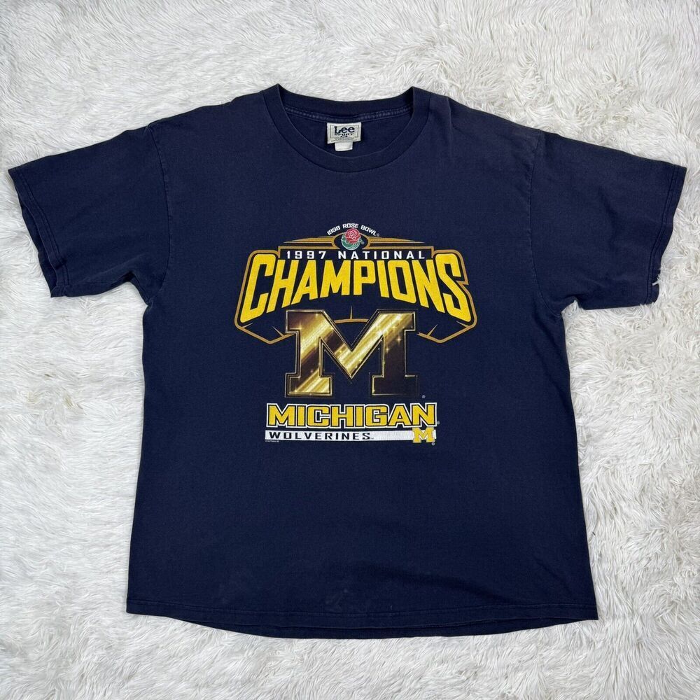 1997 Rose Bowl Michigan Champions‎ T Shirt Vintage Football LEE Sport Tag Sz XL
